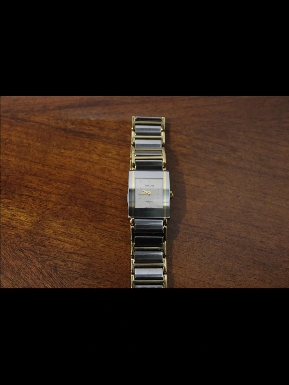 Rado dark grey  and Gold Square Ceramic Bracelet Watch